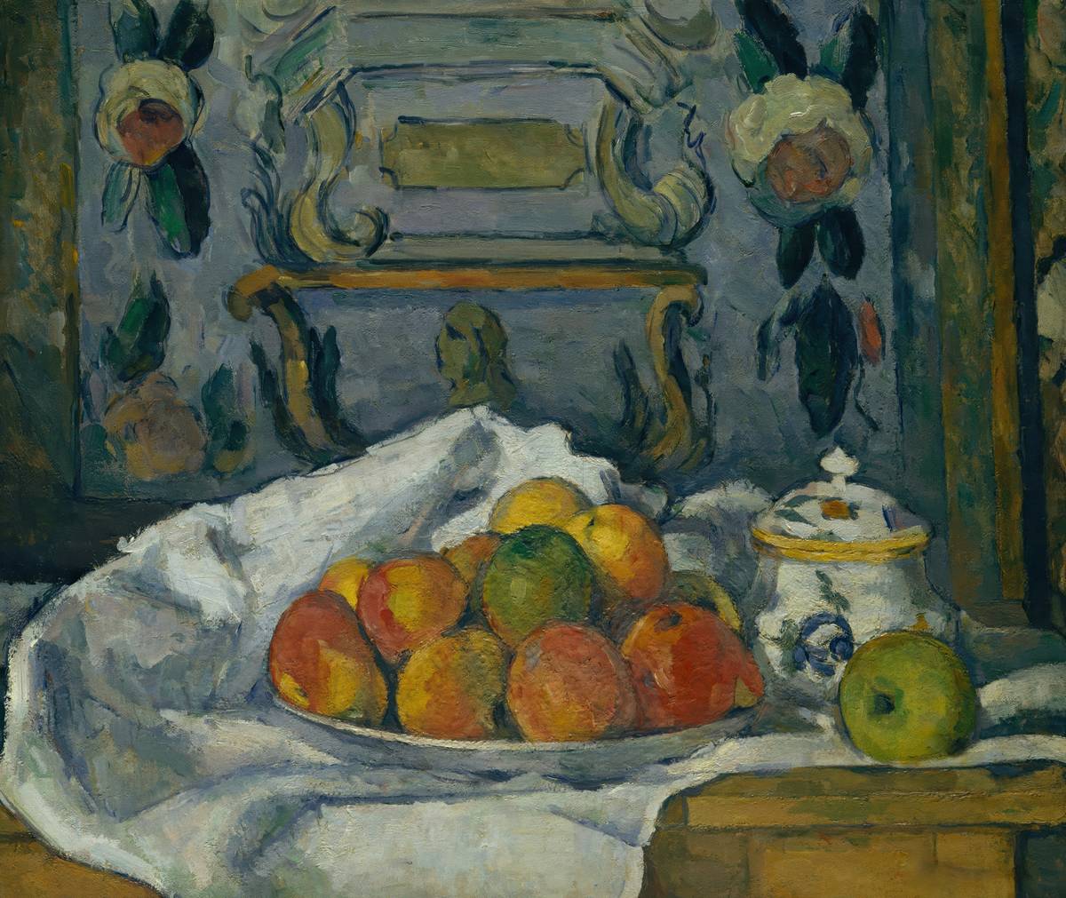 classic still life painting jane jones featuring a bowl of lemons on a draped linen cloth